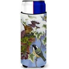 Dishwasher Safe Bottle Coolers Caroline's Treasures Coal Tit Wren Michelob Ultra Koozies for Slim Cans Bottle Cooler