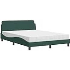 140 cm Sengepakker vidaXL Seng Med Madras 140x190 cm Velour Mørkegrøn Sengesæt