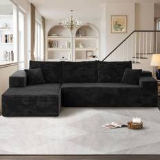 Fabric Sofas Ivy Bronx Nathasa Black Sofa 105.7" 4 Seater