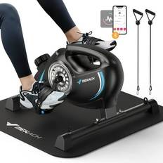 Fitness Machines Merach Under Desk Bike Pedal Exerciser with Exclusive App, Magnetic Mini Exercise Bike for Arm, Leg Recovery, Therapy, Additional Resistance Bands & Non-Slip Mat