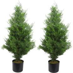 Wood Decorative Items Leaf Cedar Topiary in Pot Liner 90cm H x 45cm W x 45cm D Artificial Plant