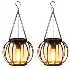Ebern Designs Roslie Solar Powered Outdoor Lantern Black