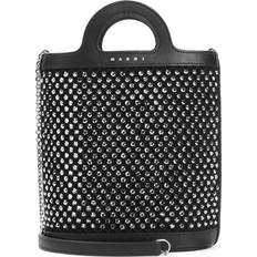 Aftagelig skulderrem - Skind Bucket Bags Marni Taske Dame - Sort