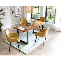 SalesFever 5-Piece Black 75cm H x 180cm W x 90cm D Dining Set 5pcs