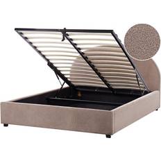 Built-in Storages Frame Beds Beliani Boucle Eu King Size Ottoman Taupe Frame Bed