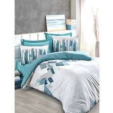 Lyxigt Duvet Set Blått och Vitt 220x240 cm