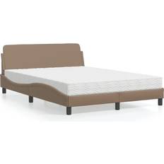 140 cm Sengepakker vidaXL Seng 140x190 cm Kunstlæder Cappuccinofarvet Sengesæt