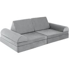 Foam Sofas Kid's Room Costway Green Kids Modular Convertible Sofa Playset 6 Piece