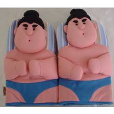 Sbai Sbai Sumo Wrestlers Oven Gloves 29cm L x 30cm W Pot Holders Blue, Pink