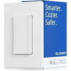 Electrical Outlets & Switches ELEGRP Smart Dimmer Light Switch Single Pole/3 Way 2.4GHz Wi-Fi Dimmer Switch Compatible with Alexa and Google Assistant Needs Neutral Wire No Hub Required UL and FCC Listed White 1 PC