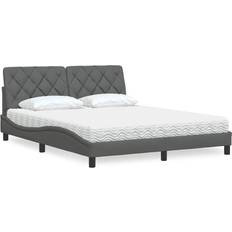 160 cm - Dobbeltsenge Sengepakker vidaXL Seng Med Madras 160x200 cm Stof Mørkegrå Sengesæt