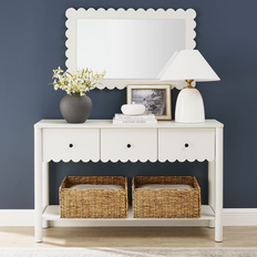 Modway White Console Tables modway Emmeline 3-Drawer Scalloped Console Table