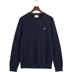 Gant Pulls Gant Micro Textured Cotton Crewneck Sweater - Evening Blue