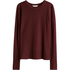 Damen Oberteile H&M Ribbed Modal Blend Top - Burgundy