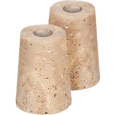 Beige Värmeljuslyktor Uyuni Travertine Mini Taper Medium Desert Beige Värmeljuslykta 4.8cm 2st