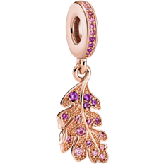 Pandora Oak Leaf Dangle Charm - Rose Gold/Pink/Purple