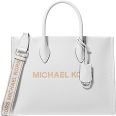 Toiletry Bags & Cosmetic Bags Michael Kors Mirella Medium Pebbled Leather Tote Bag - Optic White