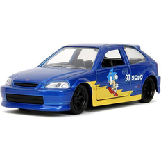 Maquetas Jada 1997 Honda Civic Type R Blue Metallic with Graphics 'Sonic the Hedgehog' (1991) Video Game 1/32 Diecast Model Car