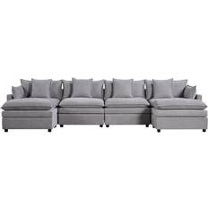 Latitude Run Modern Light Gray Sofa 142.5" 6 Seater