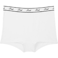 PINK Logo Cotton High Waist Boyshort Panty - Optic White