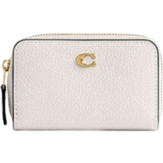 Coach Essential Small Zip Around Card Case - Polished Pebble Leather/Brass/Chalk