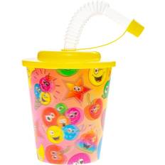Cup with Lid and Straw Smiley Face 12pcs