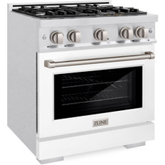 ZLINE SteamClean Gas Ranges ZLINE DuraSnow Gas Range 36 H x 30 W x 27.75 D Stainless Steel, White
