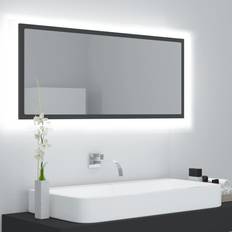 Bathroom Furniture vidaXL LED Bathroom Mirror Grey 100 x 8.5 x 37 cm