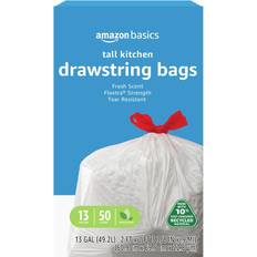 Flextra Tall Kitchen Drawstring Trash Bags 13 Gallon 50 Count