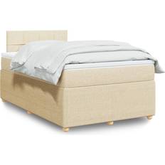 120cm Kontinentalsängar på rea vidaXL Ramsäng Med Madrass Gräddvit 120x190 cm Tyg Kontinentalsäng