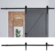 Doors Garden Sanctuary Barn Kit 2m Carbon Steel Sliding Door Cured Glass (x)