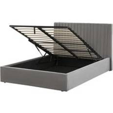 Beliani Beds & Mattresses Beliani Velvet EU Double Size Ottoman Grey Vion Frame Bed