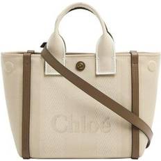 Chloé Small Carry Tote Bag In Canvas - Vegetal Beige