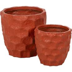 Cemento Ollas BigBuy Garden Terracotta Cement Planters Set of 2