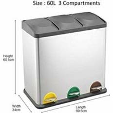 EVRE 60L Recycling Waste Bin Silver