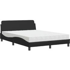 Dubbelsängar Sängpaket vidaXL Säng Med Madrass Svart 140x200 cm Sängpaket
