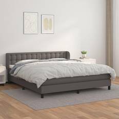 160cm Kontinentalsängar vidaXL Ramsäng Med Madrass Grå 160x200 cm Konstläder Kontinentalsäng