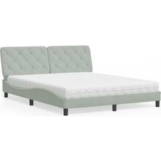 160cm Ensembles de Lit vidaXL Lit Avec Matelas Gris Clair 160x200 cm