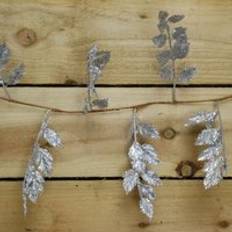 Silver Decorations Samuel Alexander Christmas Glitter Leaf Garland 180 cm Silver Decoration 180cm