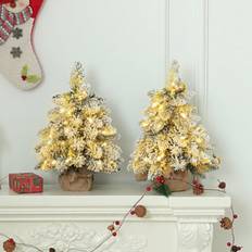 Cheap Christmas Decorations Homcom Mini Artificial Trees Set of 2 Christmas Tree