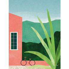 Green Framed Art Henry Rivers Bicycle Canvas Print 40cm x 30cm Pink/Green Framed Art 40x40cm