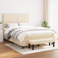 Senge & Madrasser vidaXL Med Madras 140x190 cm Stof Cremefarvet Kontinentalseng