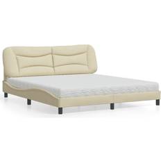 180cm Bedpakketten vidaXL Bed Met Matras Stof Crèmekleurig 180x200 cm