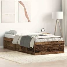 Senge & Madrasser vidaXL uden Madras 100x200 cm Antikt Træ Sengeramme