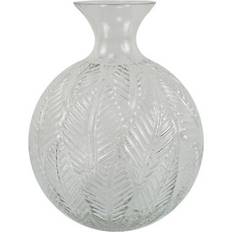 White Vases Leaf Clear Fern Print Glass Bottle 26 cm Vase