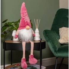 Grey Decorations Samuel Alexander Pink and Grey Sitting Christmas Gonk 71 cm Decoration