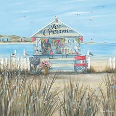 Paper Framed Art Beach Ice Cream Canvas Print 30cm x 30cm Framed Art 30x40cm