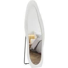 White Floor Mirrors Homcom Irregular Full Length with Velvet Frame 160 x 50 cm Floor Mirror