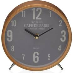 Gråa Bordsklockor Versa Cafe de Paris Grå Metall Bordsur 4.5 x 18.5 x 18.5 cm Bordsklocka