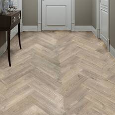 Oak Plastic Flooring Homemaker Herringbone Look Pre-Cut Vinyl 3Mx2M